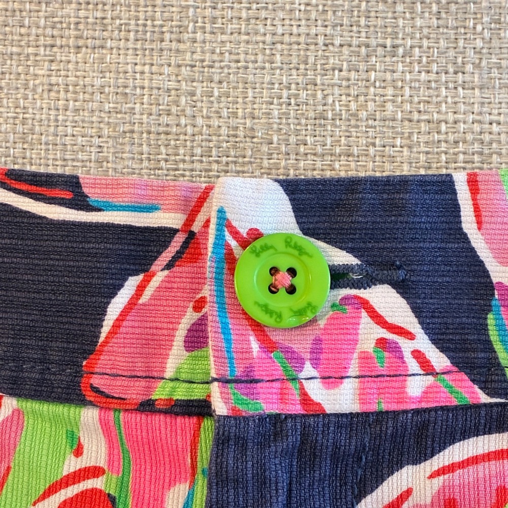 Lilly Pulitzer Callahan‎ Shorts Women 0 Navy Pink Tropical Leaf Preppy Resrt - Picture 4 of 9